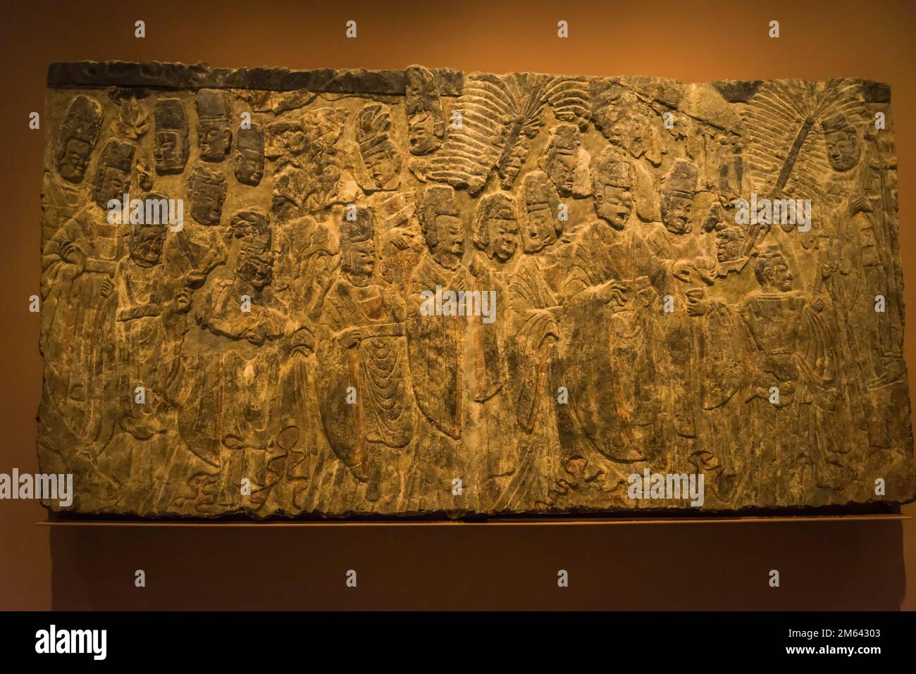 Kaiser und sein Hof, Northern Wei Dynastie, 6. Jahrhundert, alte chinesische Kunstgalerien, Metropolitan Museum of Art, New York City, USA Stockfoto
