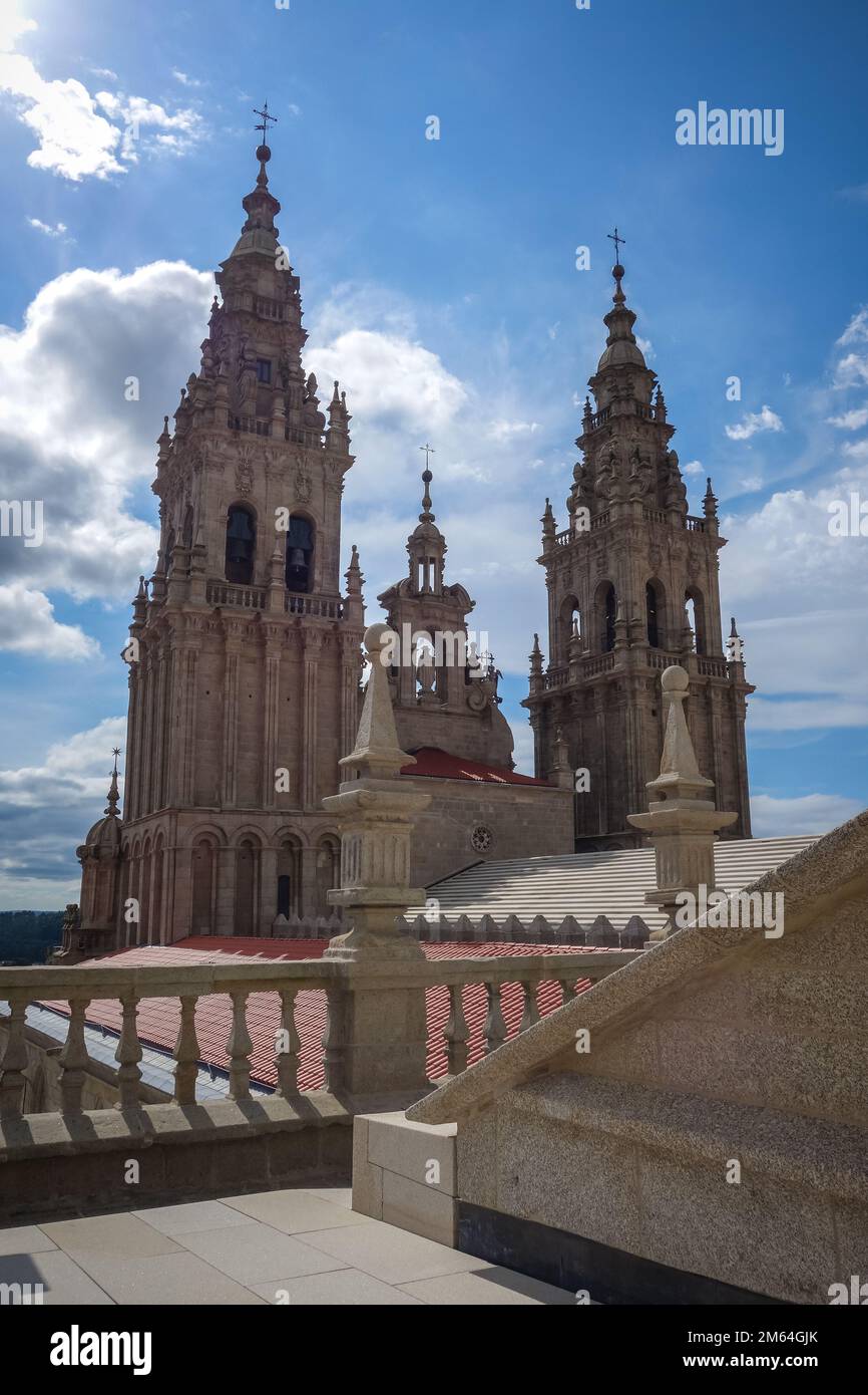 Kathedrale von Santiago de Compostela, Galicien, Spanien. Blick vom Dach Stockfoto