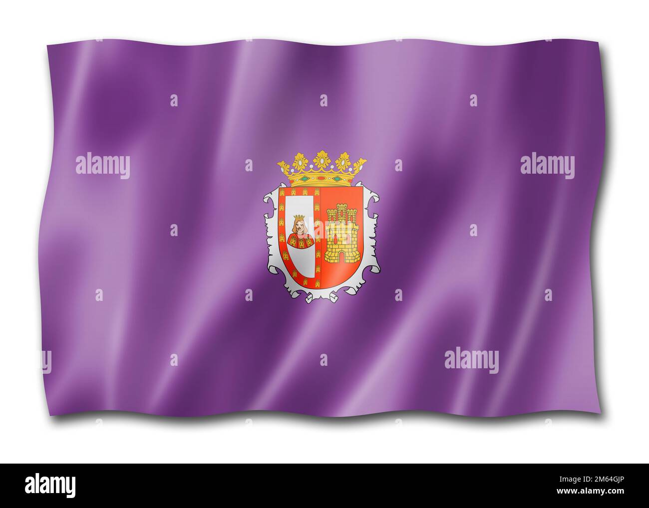 Burgos Provinzflagge, Spanien winkende Bannersammlung. 3D Abbildung Stockfoto