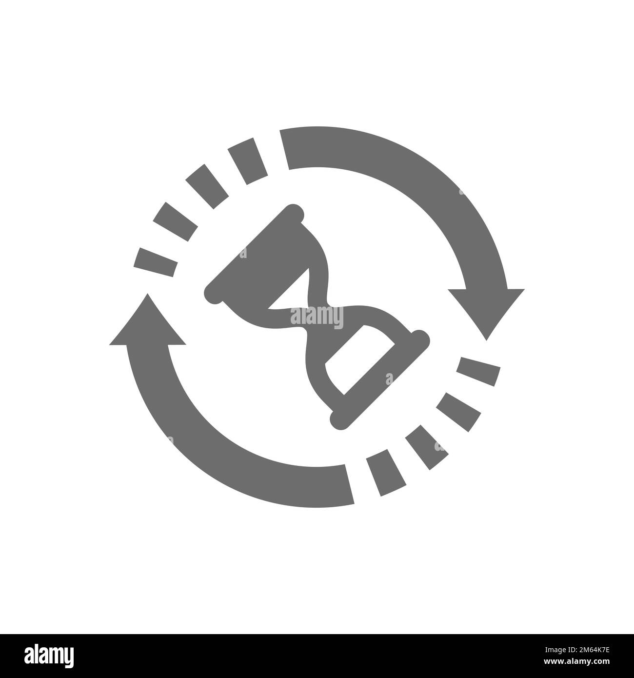 Sanduhr in Kreis Pfeile Vektor-Symbol. Symbol für „Sanduhr mit Schleife gefüllt“. Stock Vektor