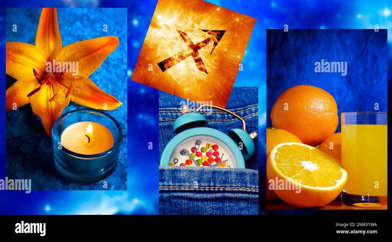 Zodiaksymbol des Schagittarius und Bilder Stockfoto