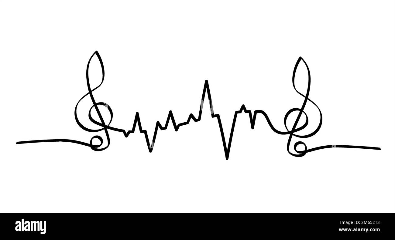 Puls der Herzschlagleitung, Welle. Musik-Text-Patern. Zeichen für flache Vektorwellen. Musikalische Noten oder Strichmuster. Ton, Notenkonzept. ke Stockfoto