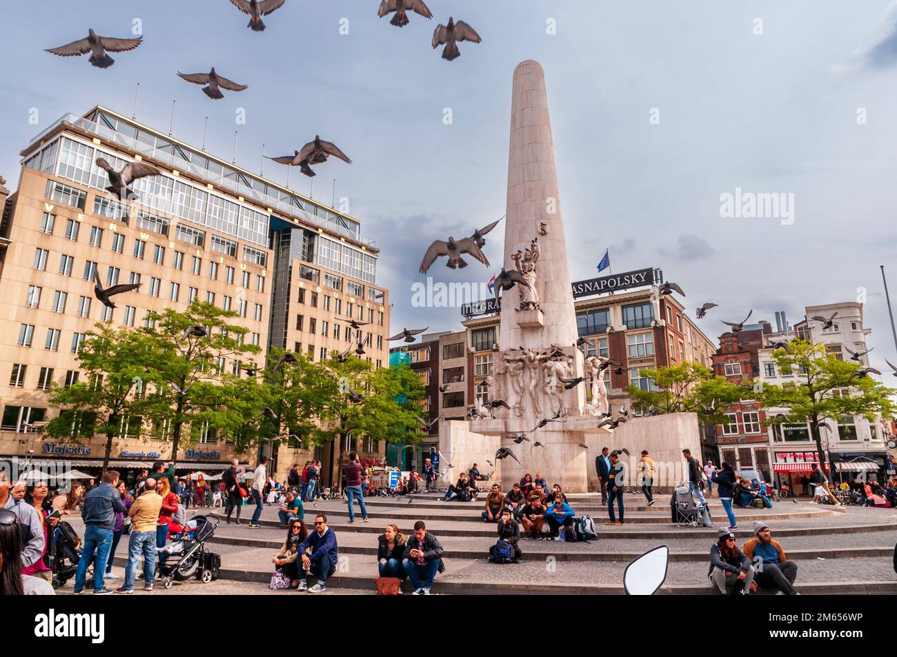 Hotel Krasmapolsky am Damplein Amsterdam. Stockfoto