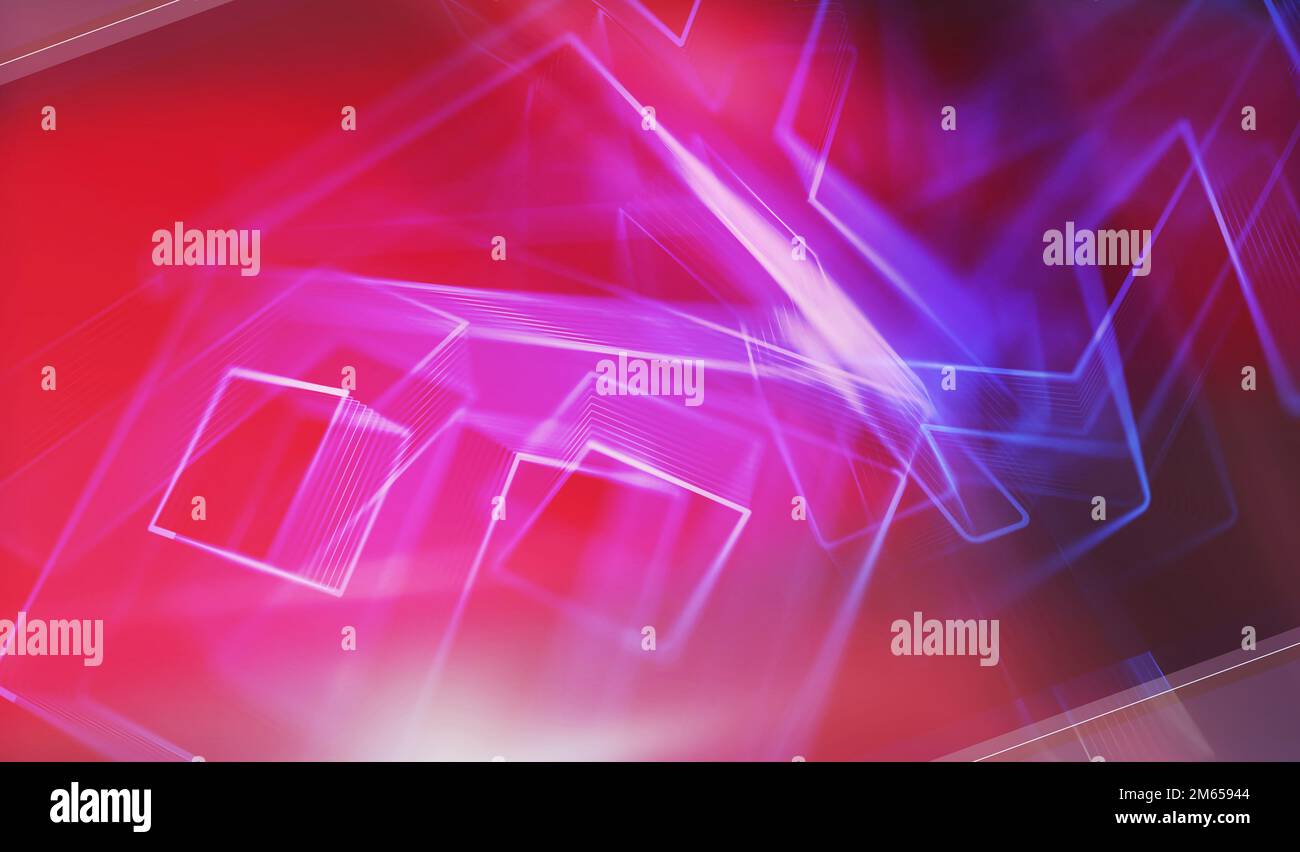 Intelligentes Heimnetzwerksystem, Hausfernsteuerung und digitales iot-Symbol-Konzept. Netzwerk, Cyber-Technologie und Computerhintergrund Abstract 3D illustriert Stockfoto