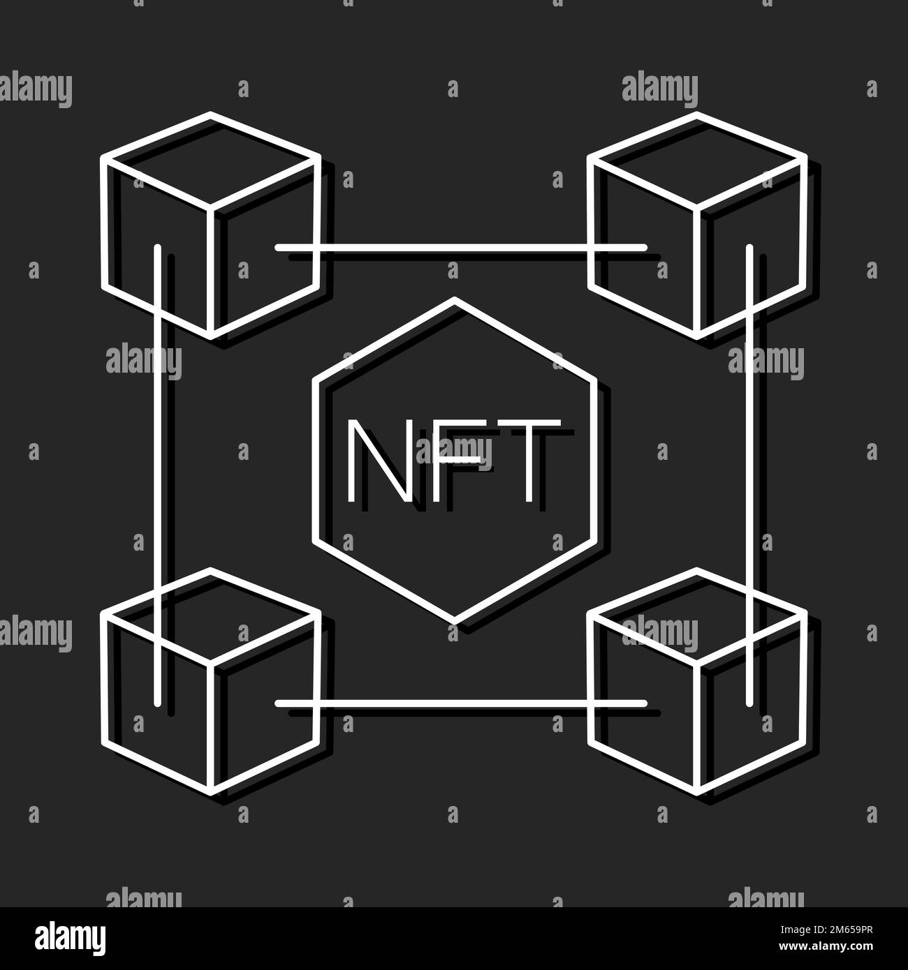 NFT-Token nicht fungible. Schwarz auf Weiß. Blockkette. EPS 10 Stock Vektor