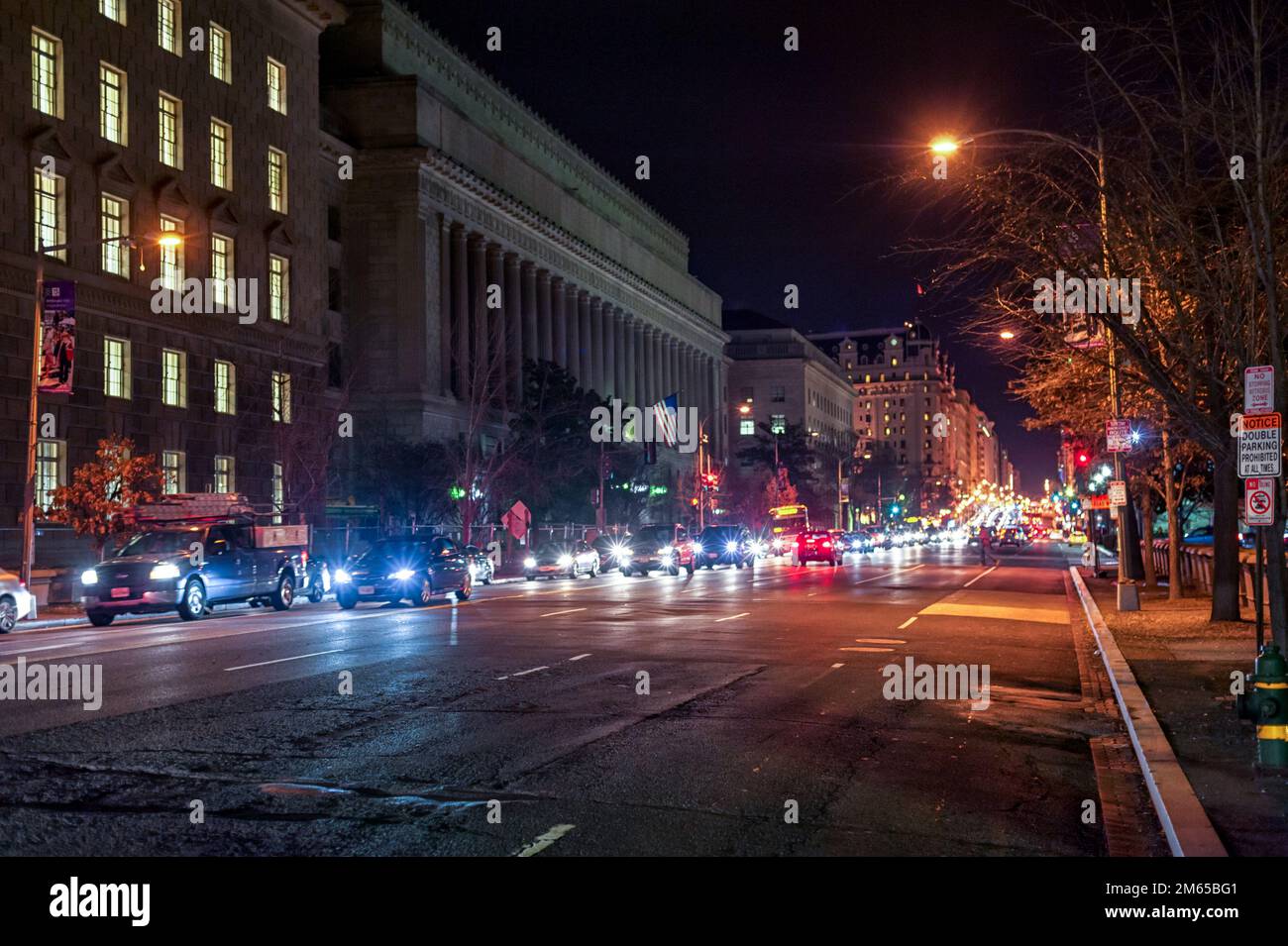 Stadtbild von Washington DC Downtown. Nachtfoto. USA Stockfoto