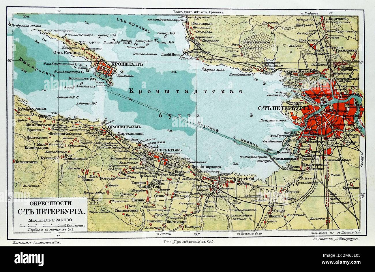 Stadtplan von St. Petersburg im frühen 20. Jahrhundert. Stockfoto