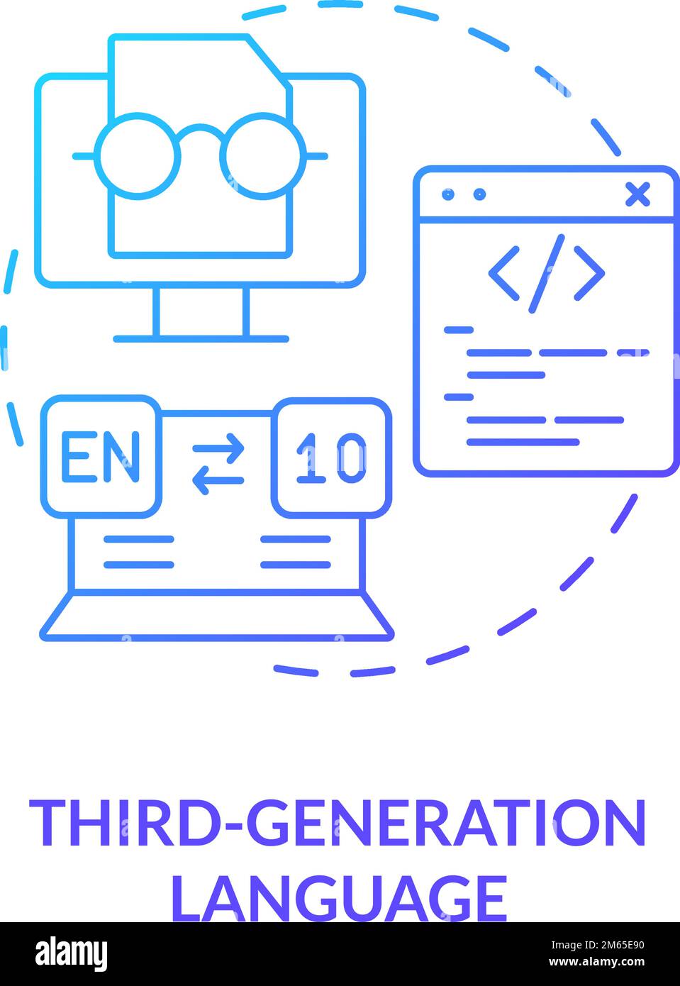 Blaues Gradientensymbol für Programmiersprache der dritten Generation Stock Vektor