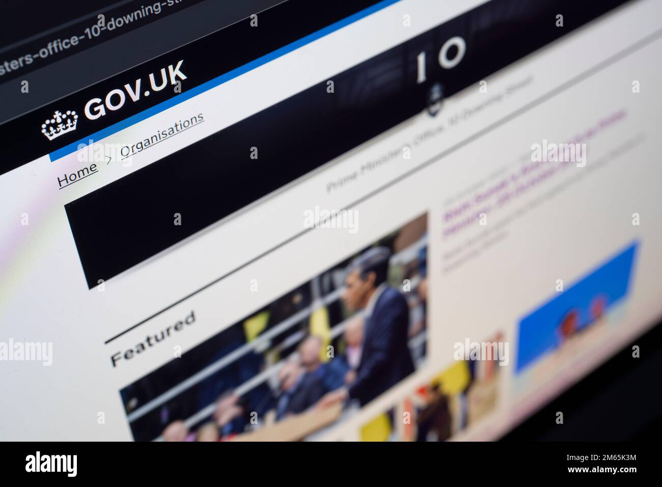 Ansicht des Bildschirms mit der offiziellen Website der britischen Regierung Stockfoto