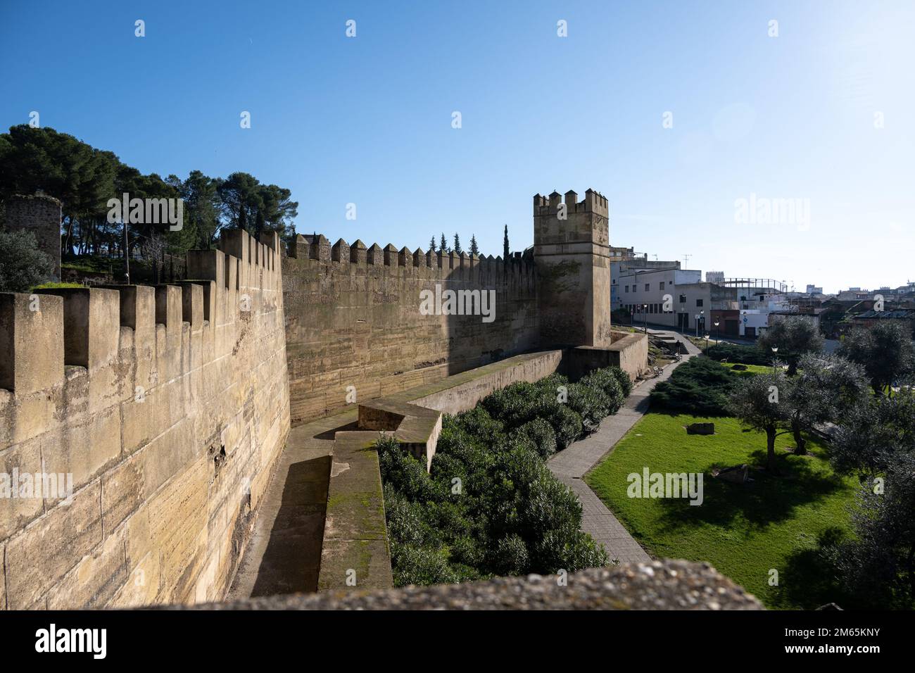 Die Alcazaba von Badajoz, eine alte maurische Zitadelle in Extremadura, Spanien Stockfoto