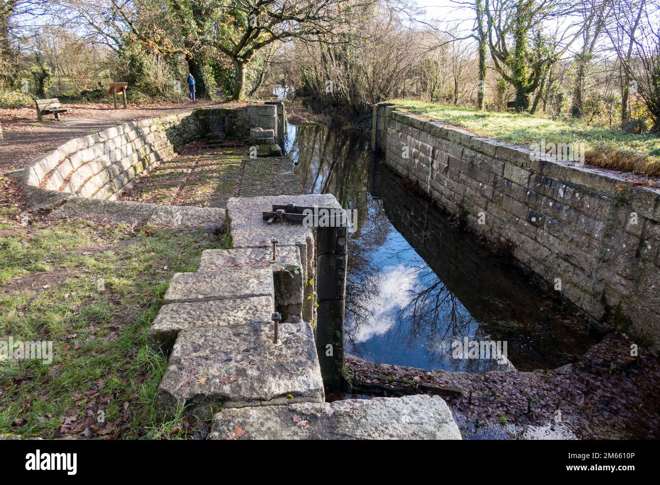 Großbritannien, England, Devonshire. Stover Canal Graving Dock Lock auf dem Templer Way nahe Teigngrace und Newton Abbot. Stockfoto