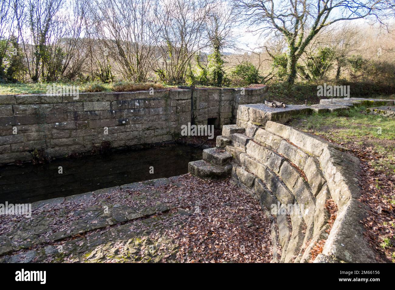 Großbritannien, England, Devonshire. Stover Canal Graving Dock Lock auf dem Templer Way nahe Teigngrace und Newton Abbot. Stockfoto