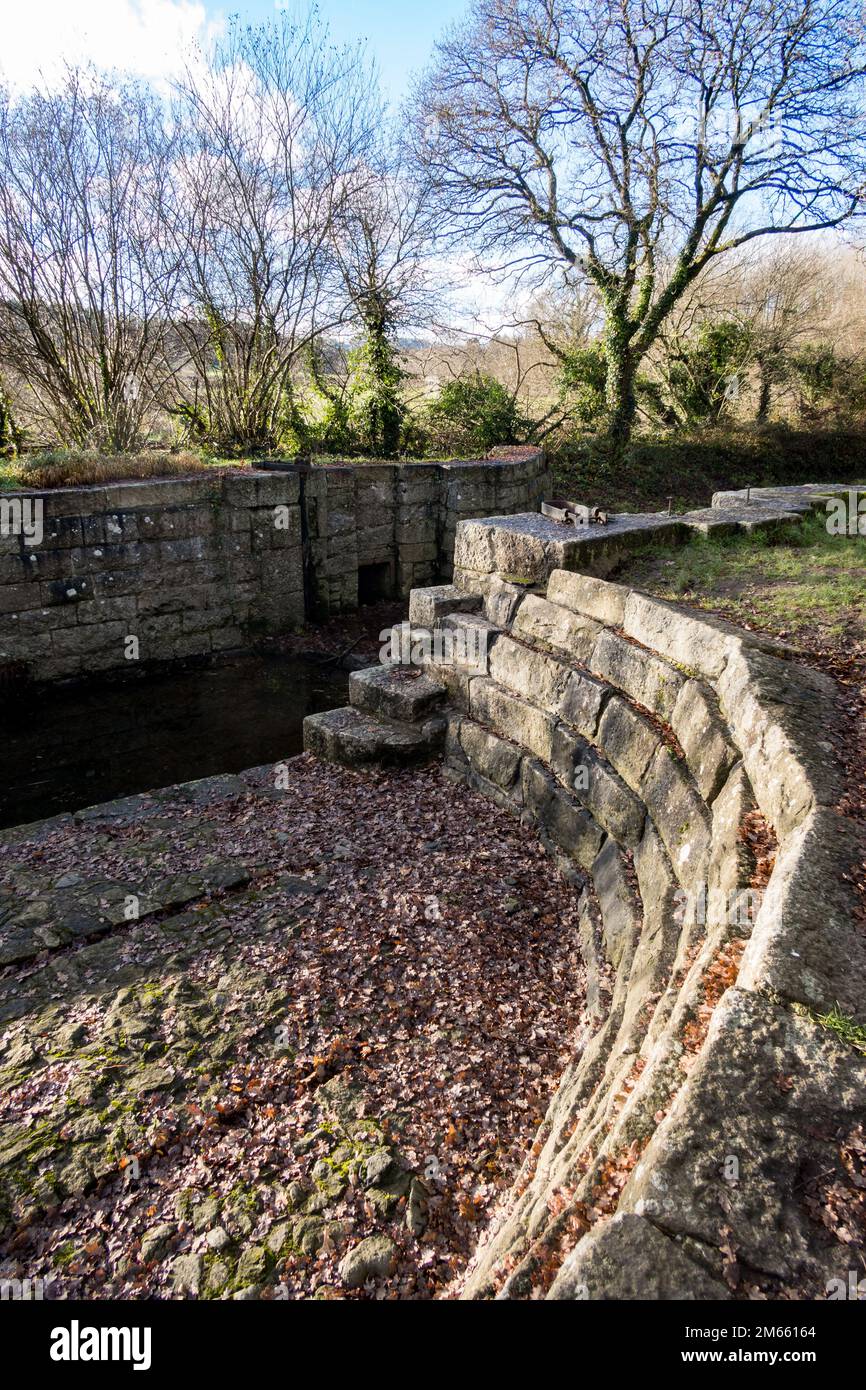 Großbritannien, England, Devonshire. Stover Canal Graving Dock Lock auf dem Templer Way nahe Teigngrace und Newton Abbot. Stockfoto