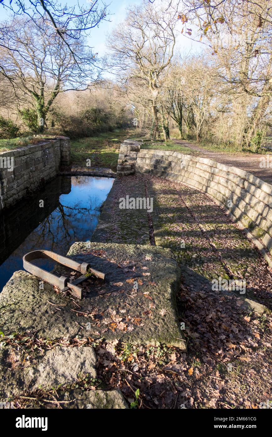 Großbritannien, England, Devonshire. Stover Canal Graving Dock Lock auf dem Templer Way nahe Teigngrace und Newton Abbot. Stockfoto