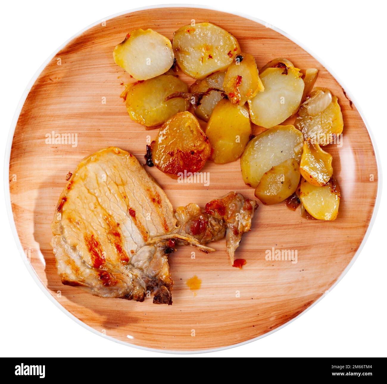 Appetitliches Schweinekotelett, serviert mit Kartoffeln Stockfoto
