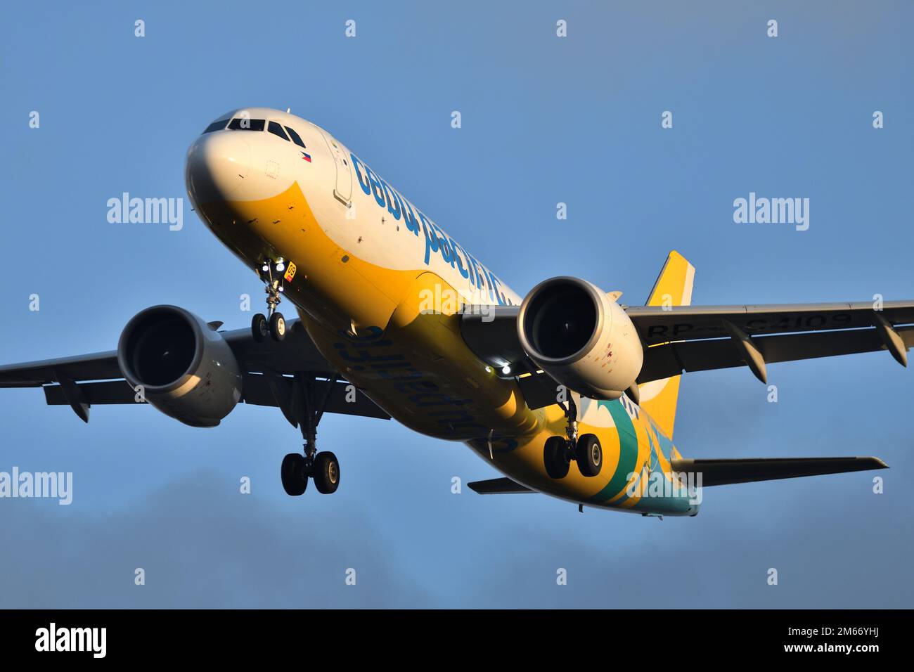 Präfektur Chiba, Japan – 11. Februar 2022: Cebu Pacific Airbus A320-200N (RP-C4109) Passagierflugzeug. Stockfoto