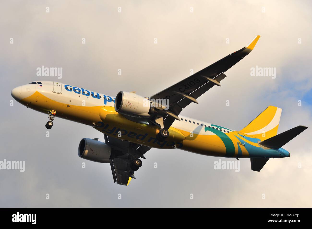Präfektur Chiba, Japan – 11. Februar 2022: Cebu Pacific Airbus A320-200N (RP-C4109) Passagierflugzeug. Stockfoto
