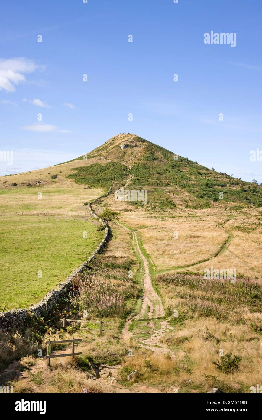 Fußweg zum Roseberry Topping Hill, North Yorkshire Moors, North Yorkshire, England, Großbritannien Stockfoto