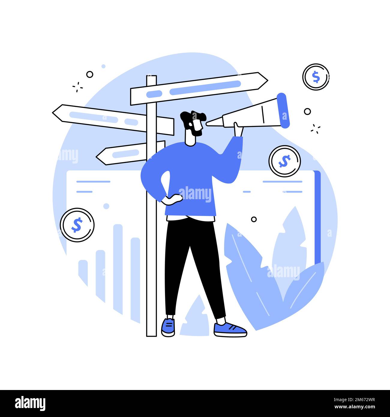 Business Direction Abstract Concept Vector Illustration. Geschäftsstrategie, langfristige und kurzfristige Planung, Vision und Zielsetzung, Unternehmenswachstum, ch Stock Vektor