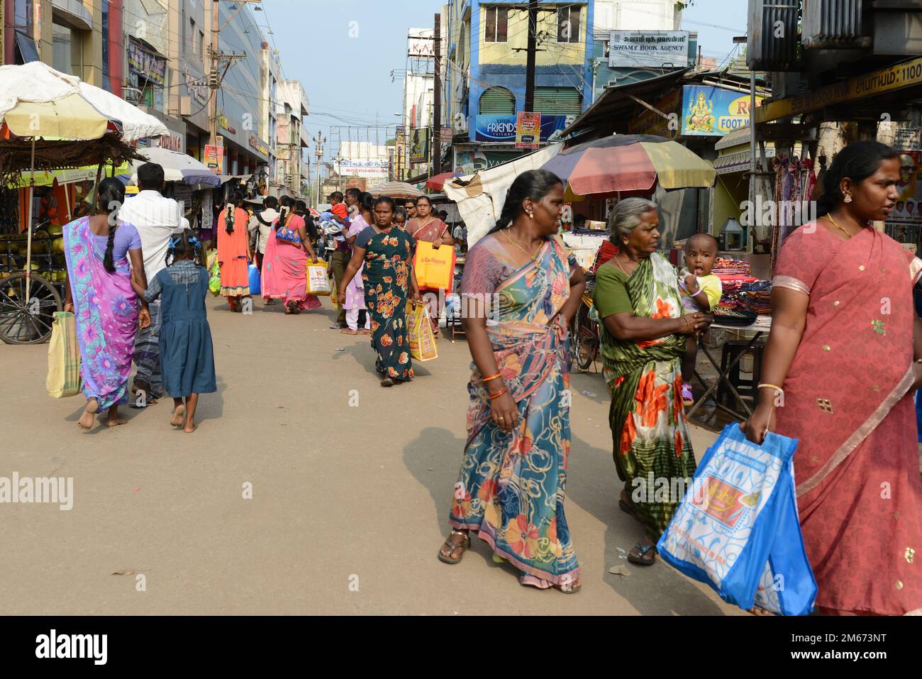 Die pulsierende Altstadt von Madurai, Tamil Nadu, Indien. Stockfoto