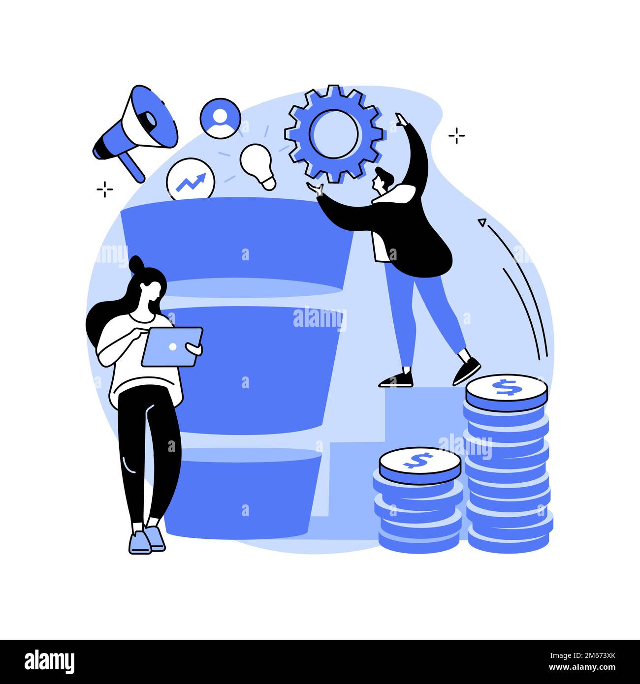 Sales Pipeline Management Abstract Concept Vector Illustration. Pipeline-Analyse, CRM, Darstellung von Verkaufschancen, Kundenaussichten Lifecycl Stock Vektor