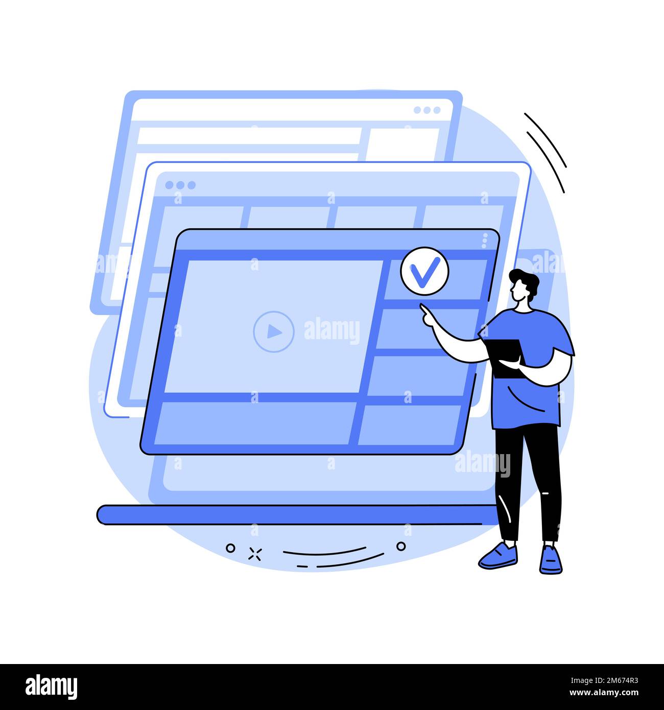 Wireframe abstrakte Konzept Vektor Illustration. Web-Seite Layout, Interface-Element, Website-Navigation, Bildschirm Blaupause, visuelle Anleitung, Business-Analyse Stock Vektor