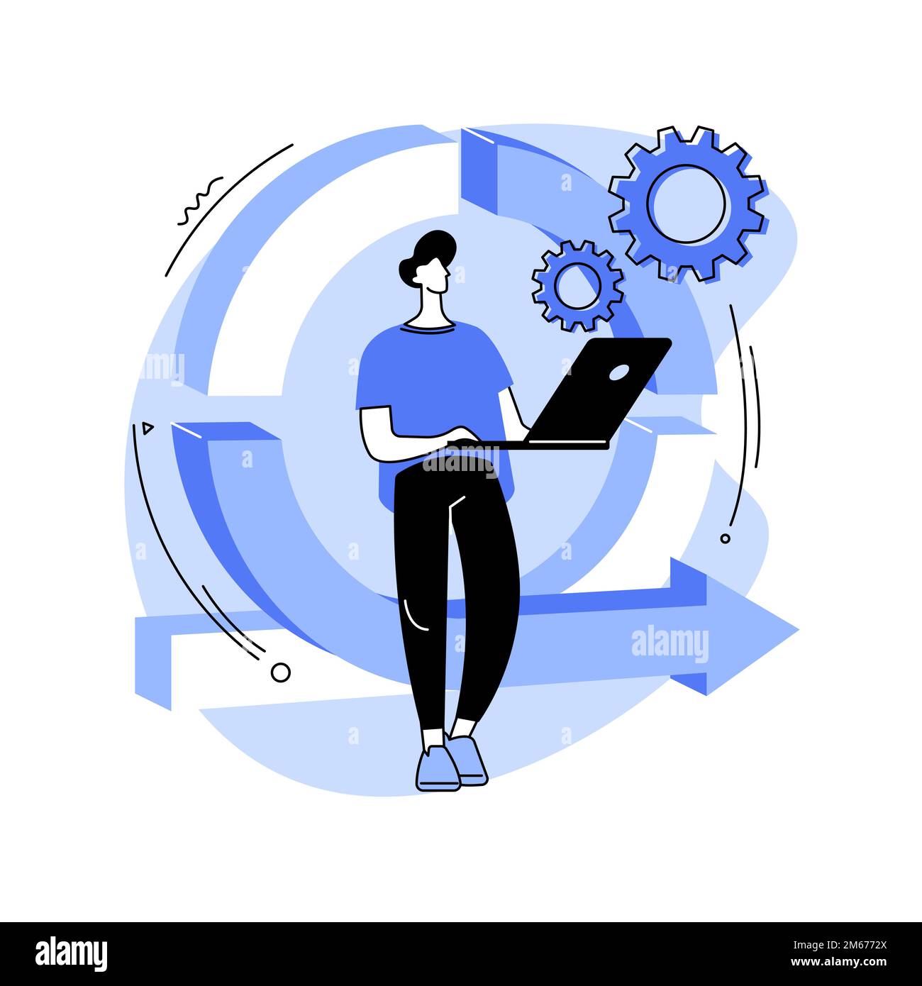 Agiles Projektmanagement abstrakte Konzeptvektordarstellung. Agiler Ansatz, Softwareentwicklungsunternehmen, Managementmethode, Scrum-Methodik, pro Stock Vektor