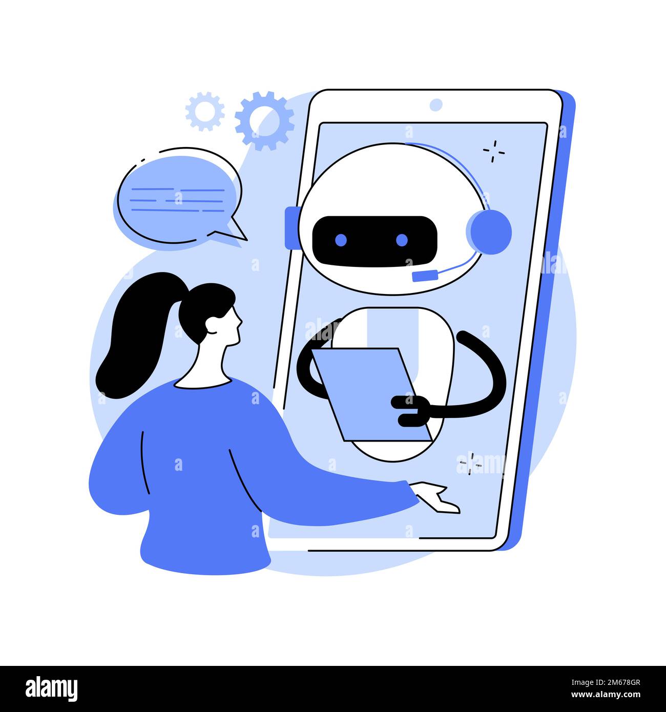 Chatbot Customer Service abstrakte Konzept Vektor Illustration. Customer Service bot, AI im Einzelhandel, E-Commerce Chatbot, Self-Service Experience, online Stock Vektor