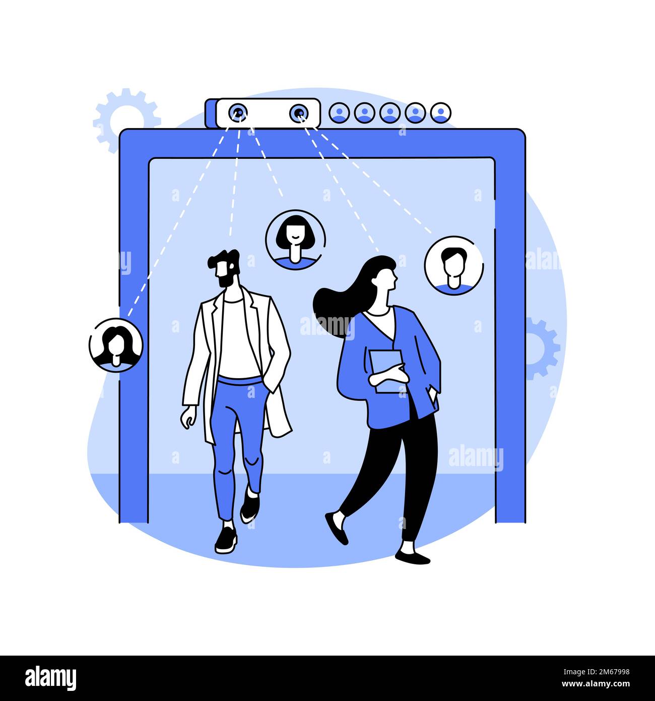 Personen Zähler System abstrakt Konzept Vektor Illustration. Zählsystem, Besucher Aufzeichnungstechnologien, Menschen Counter Sensor, Einzelhandel Verkehr re Stock Vektor