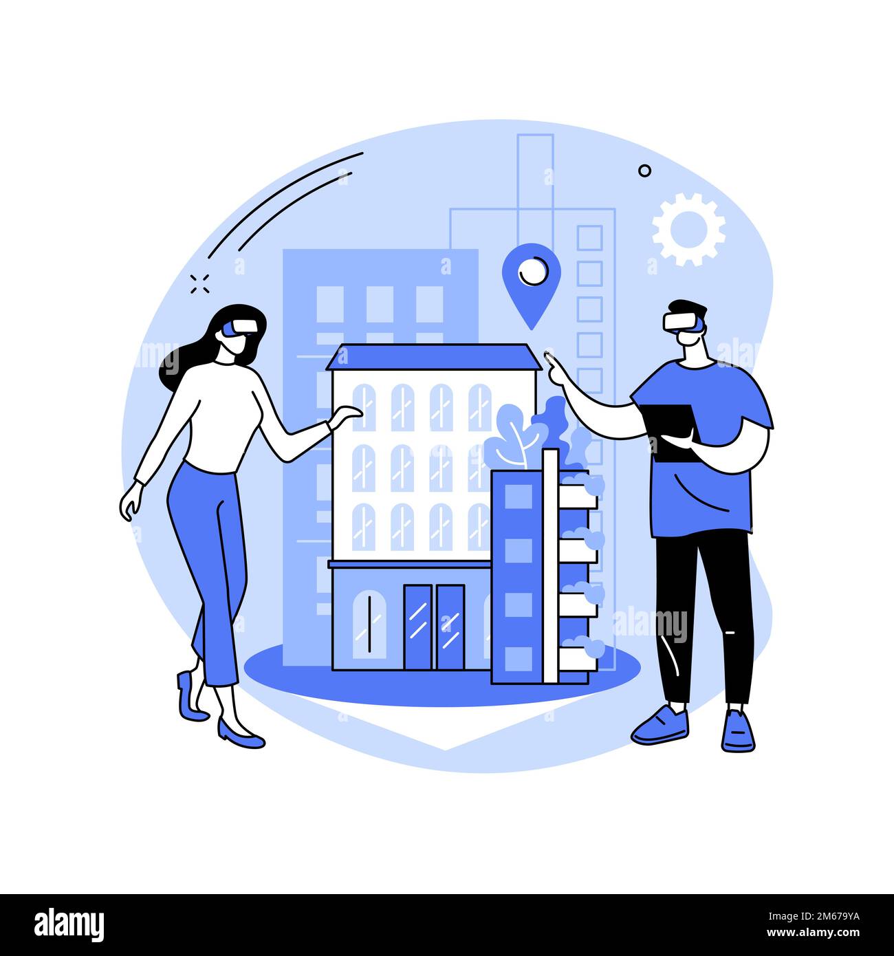 Interaktive Design Visualisierung abstrakte Konzept Vektor Illustration. Interaktive Visualisierung, Virtuality-Architektur, Virtual-Reality-Benutzererfahrung Stock Vektor