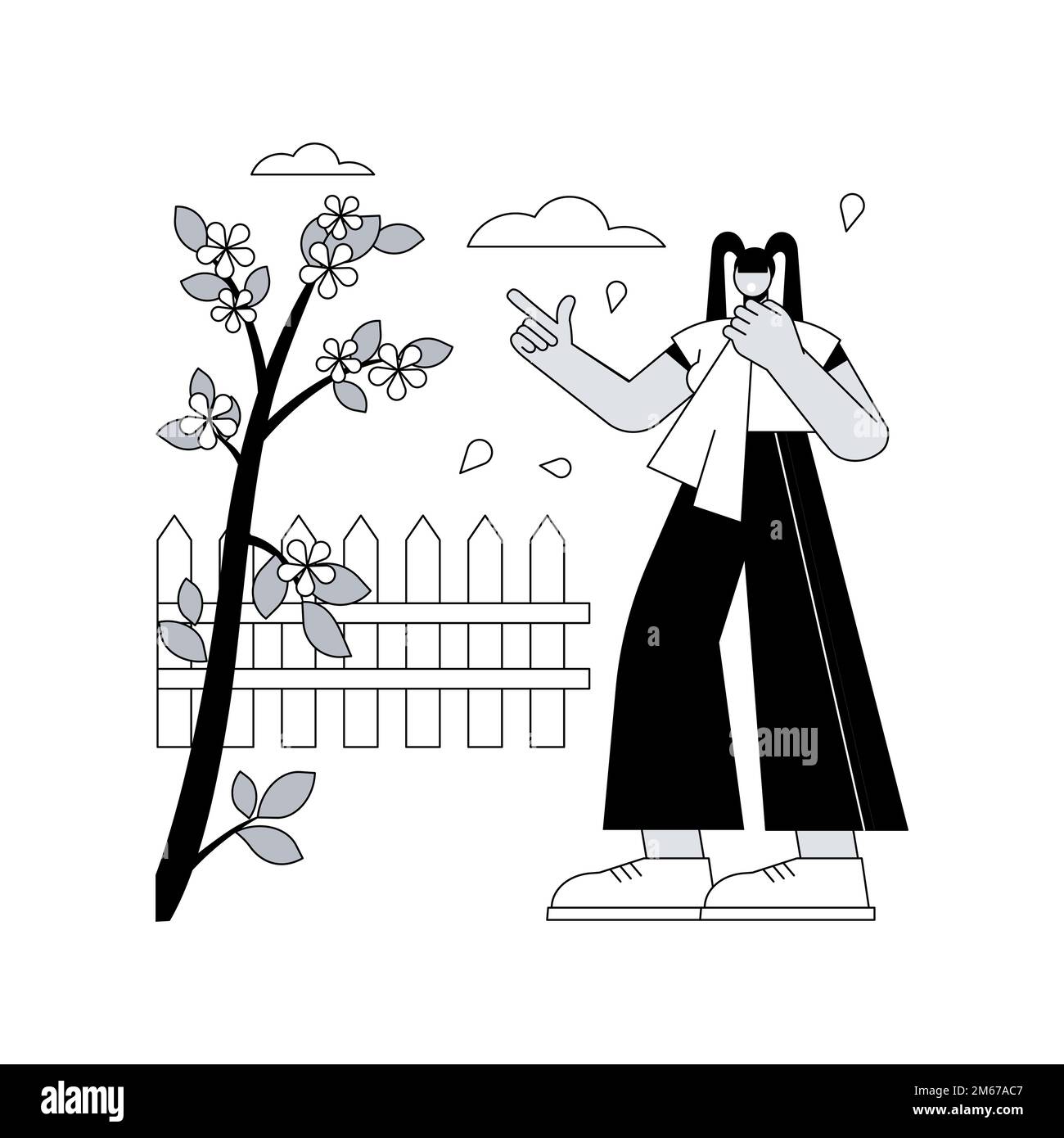 Saisonale Allergie abstrakte Konzept Vektor-Illustration. Pollenallergie Immuntherapie, allergische Krankheitsdiagnostik, saisonale Allergietest, Nasenkongen Stock Vektor