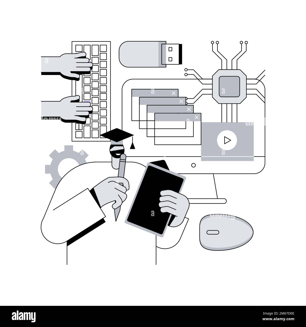 Informationswissenschaftliche abstrakte Konzeptdarstellung. Informationsmanagement, Informatikabschluss, Zertifikat für Datenwissenschaftler, Bibliothekssystem, Stock Vektor