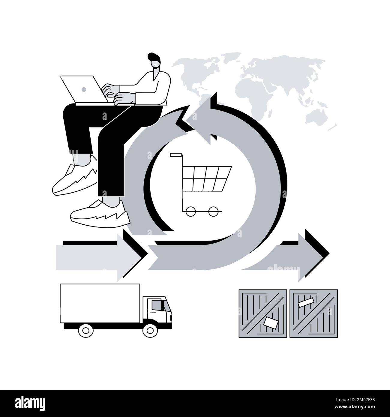 Bearbeitung und Auftragsabwicklung abstrakte Konzeptvektordarstellung. Auftragsdokumentation, Verarbeitungssystem, Bearbeitung von Kundenwunsch, Logistik, Auto Stock Vektor