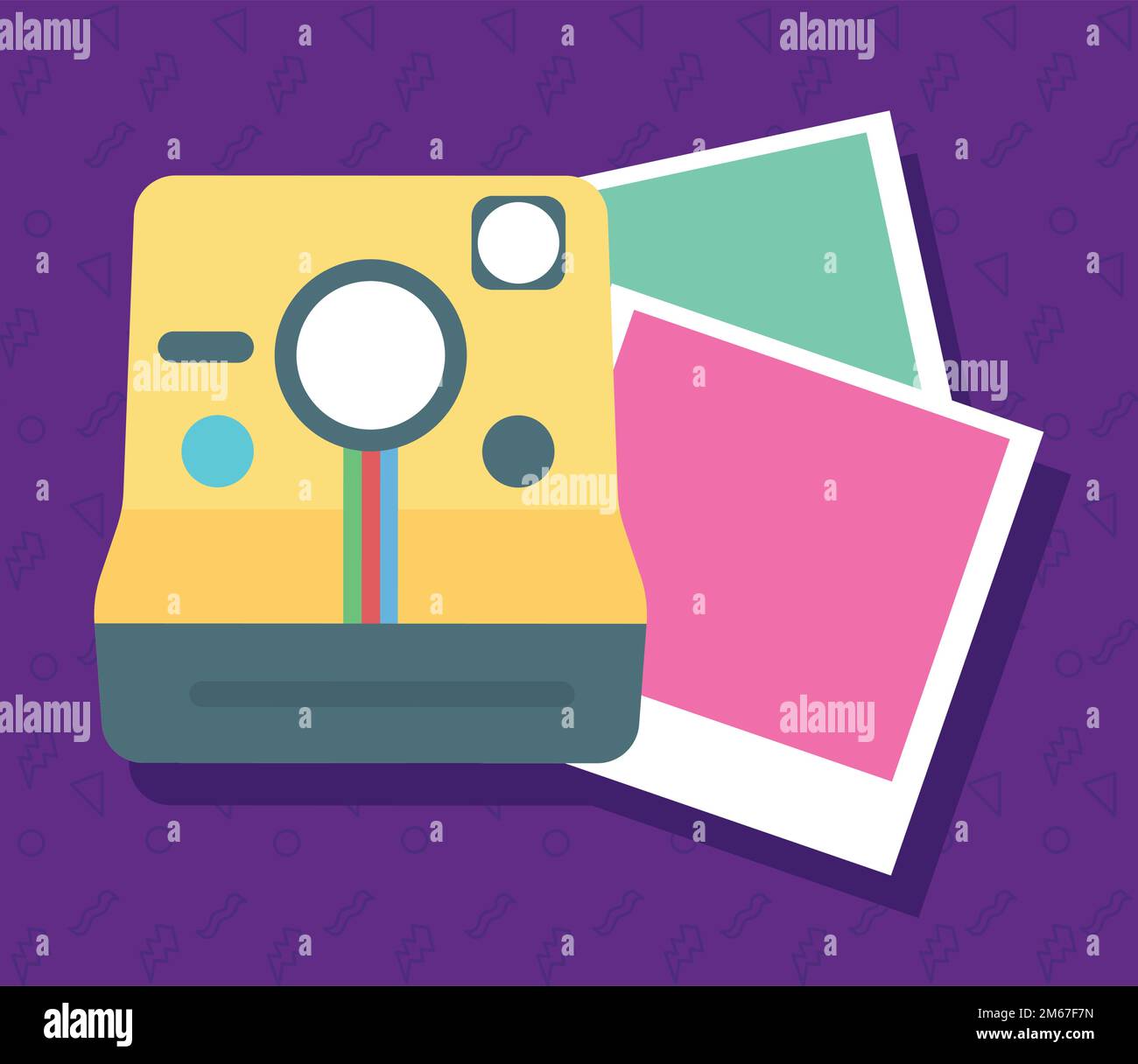 Kamera und Bilder im Stil der neunziger Jahre Stock Vektor
