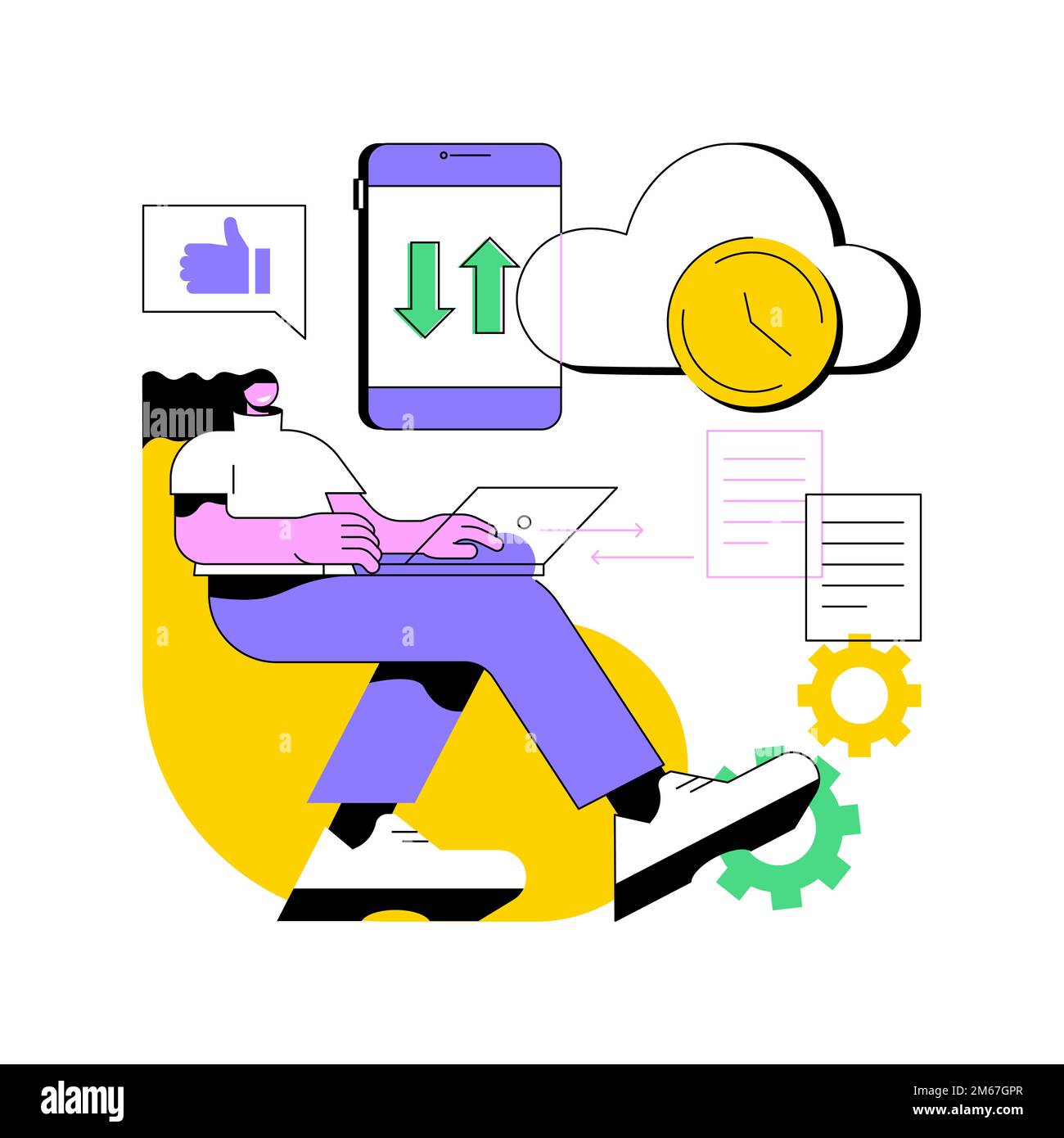 Automatische Sicherung abstrakte Konzept Vektor-Illustration. Datenwiederherstellungsservice, automatische Dokumentspeicherung, Informationssicherung, Mobiltelefon synchronizat Stock Vektor