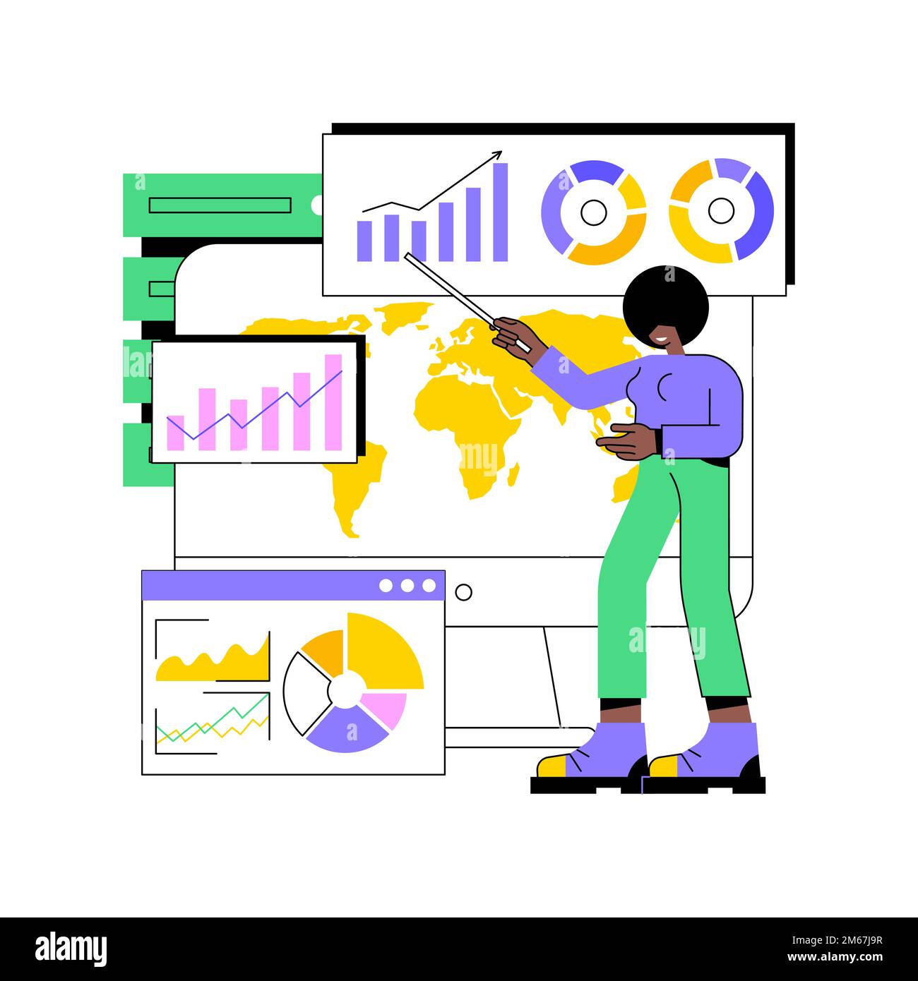 Dashboard Service Abstract Concept Vector Illustration. Online-Reporting-Mechanismus, Key Performance Indicators, Dashboard Service Tool, Data Metrics, Stock Vektor