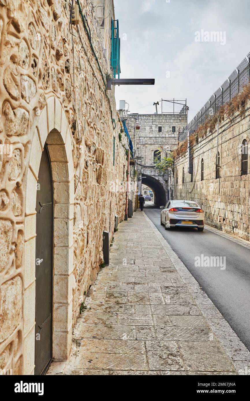 Straße in der Altstadt von Jerusalem im Armenischen Viertel Stockfoto