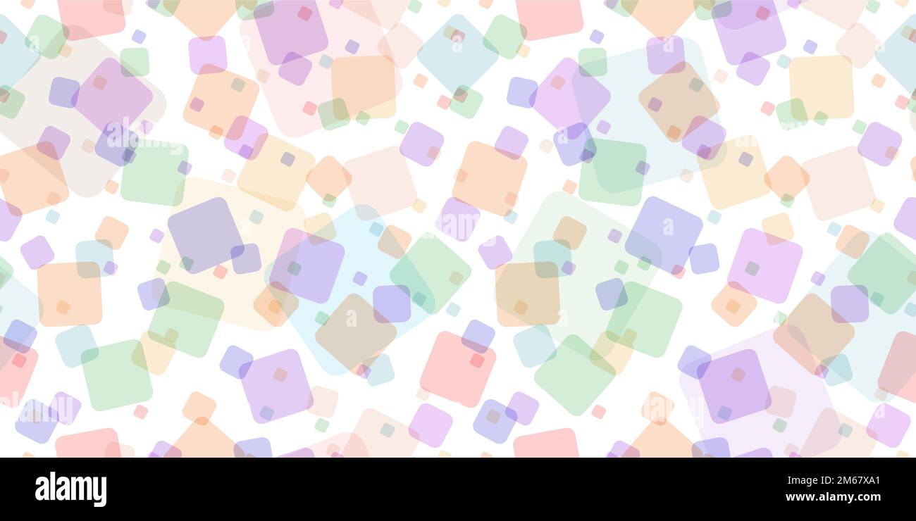 Nahtloses Muster mit farbigen überlappenden Quadraten. Moderne, zufällige Farben. Ideal für Textilien, Verpackungen, Papierdruck, einfache Hintergründe und Texturen Stock Vektor