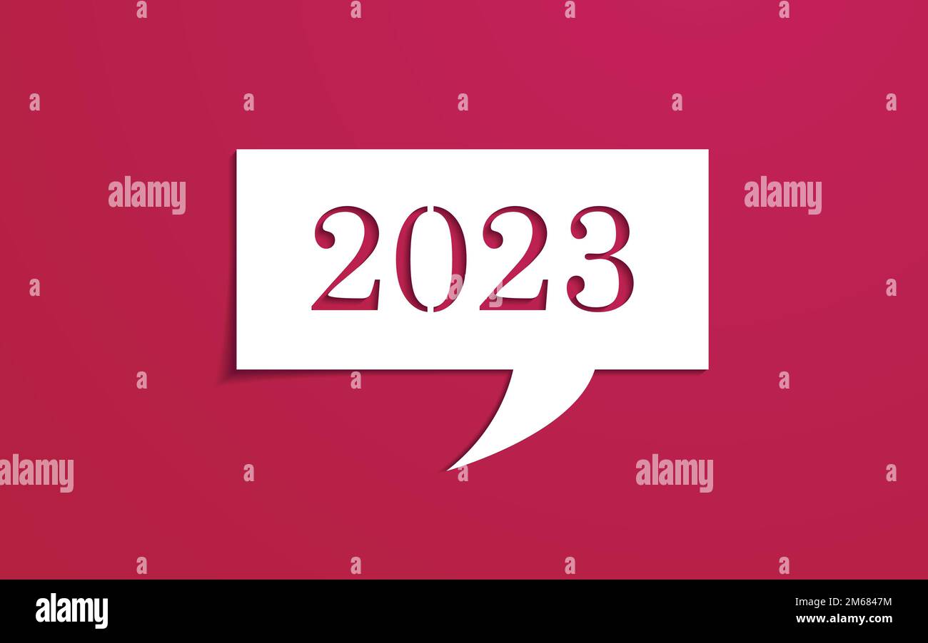 Frohe Neujahrsgrüße 2023. Minimalistisches Bannerdesign mit Papierschnitt. Stock Vektor