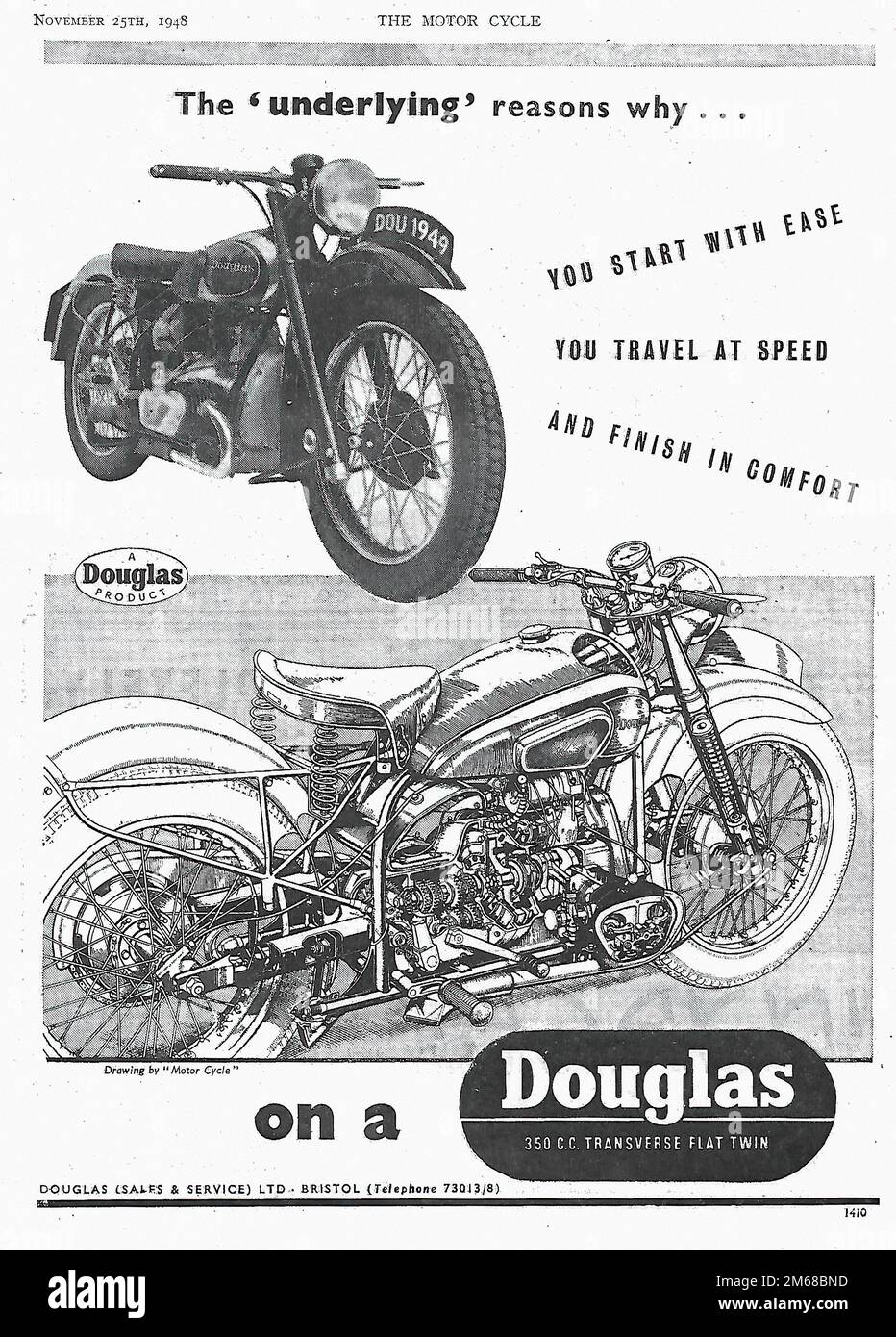 Douglas - Oldtimer-Motorradwerbung Stockfoto