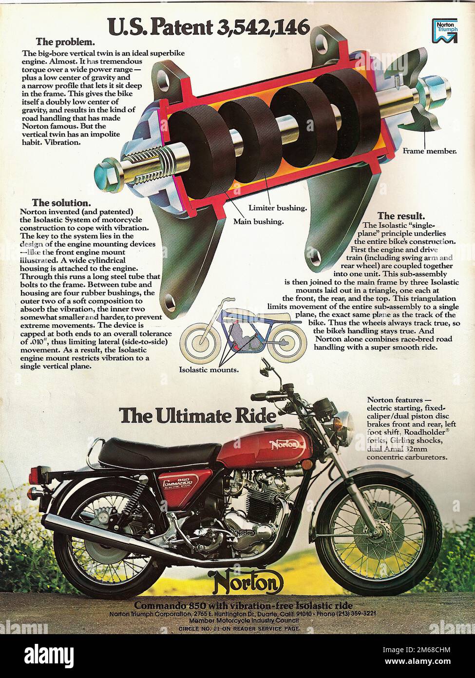 NORTON 850 Commando – Werbung für Oldtimer-Motorräder Stockfoto