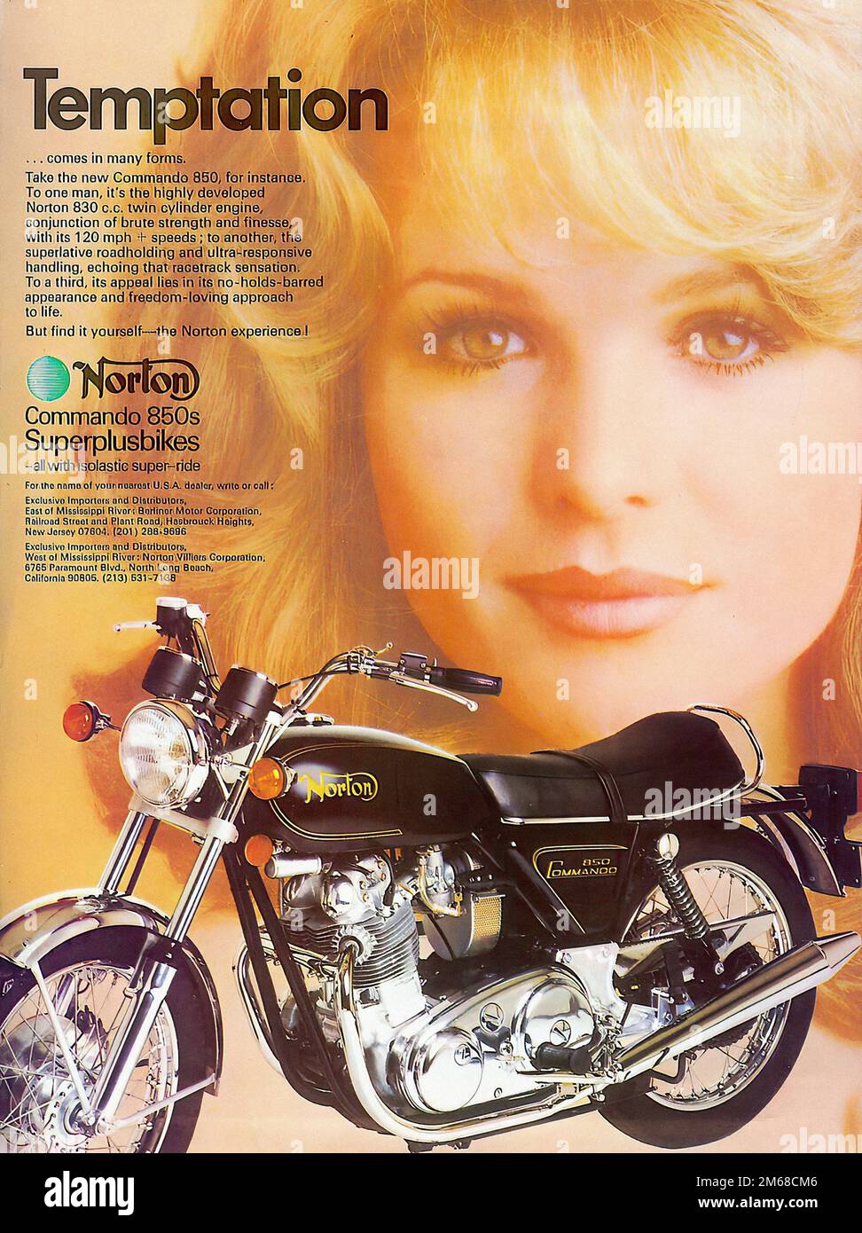 NORTON Commando 850 S - Werbung für Oldtimer-Motorräder Stockfoto