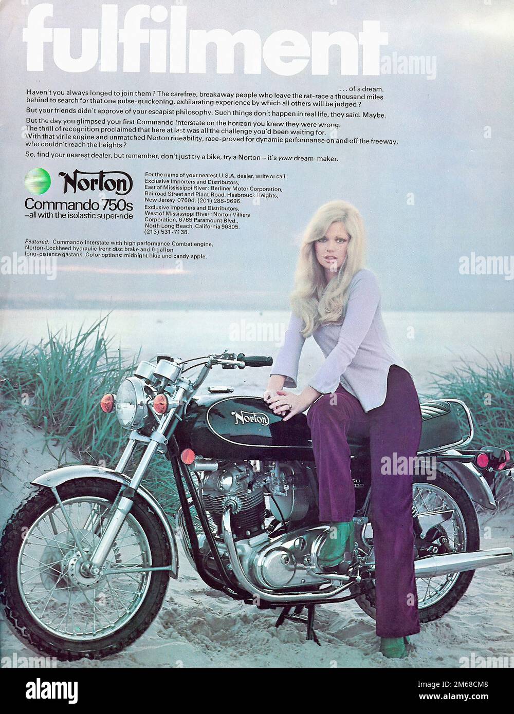 NORTON Commando 750 S - Werbung für Oldtimer-Motorräder Stockfoto