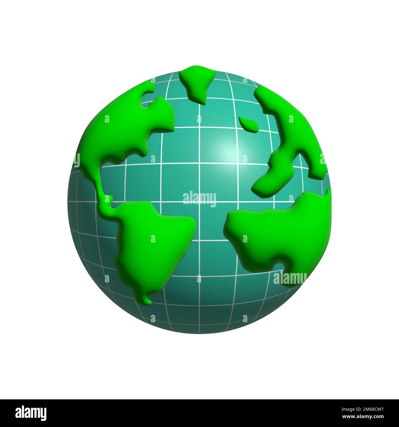 Cartoon-Stil der Erde. 3D-Illustration der Grünen Welt Stockfoto