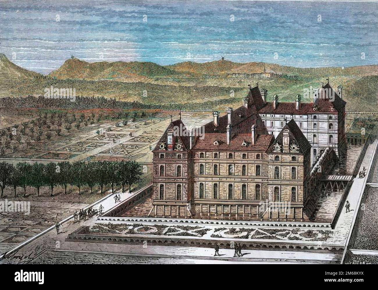 vue du Chateau de Rosny (seine et Oise) - Chateau de Rosny-sur-seine Stockfoto