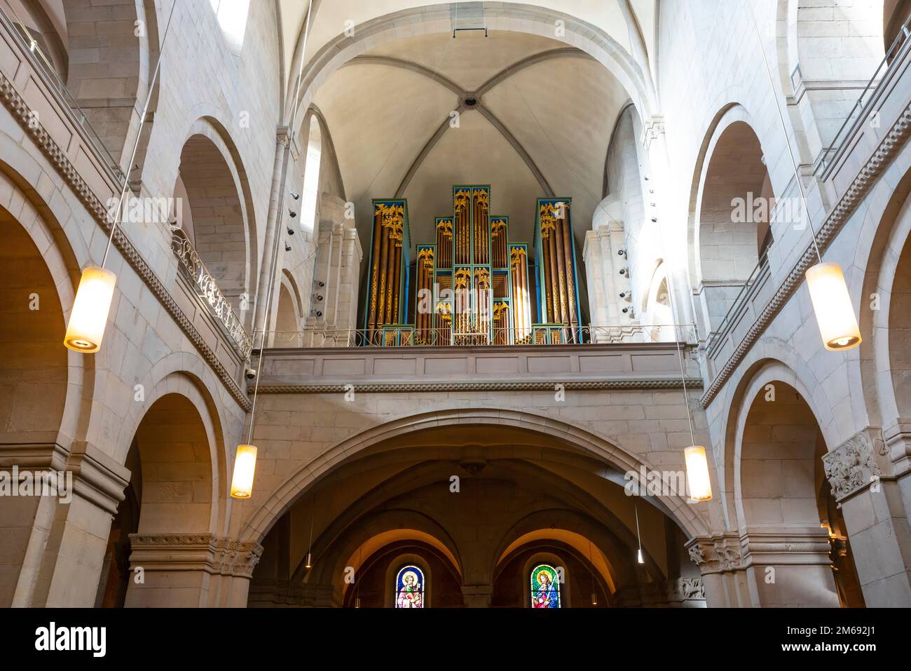 Pfeifenorgane der Grossmünster, Protestantische Kirche in Zürich, Kanton Zürich, Schweiz. Stockfoto