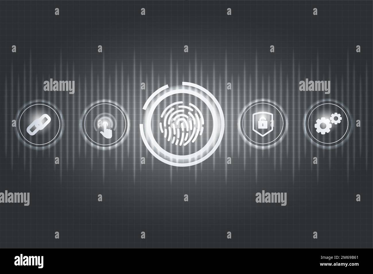Hintergrundvektor für biometrische Identität mit weißem Finger scannen Stock Vektor