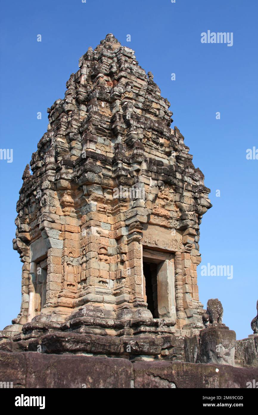Tempelturm in Angkor. Alte Khmer-Stadt in Kambodscha. UNESCO-Weltkulturerbe Stockfoto