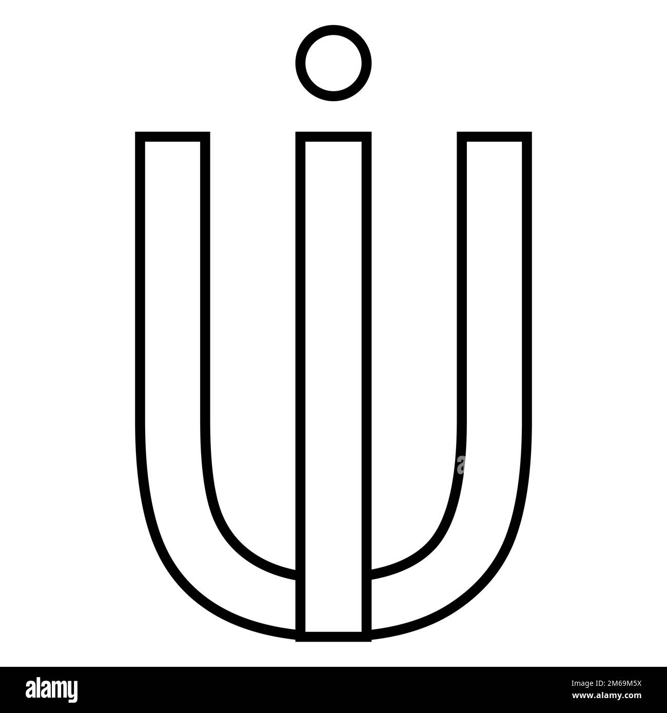 Logo-Zeichen iu ui-Symbol, nft Interlaced Buchstaben i U Stock Vektor