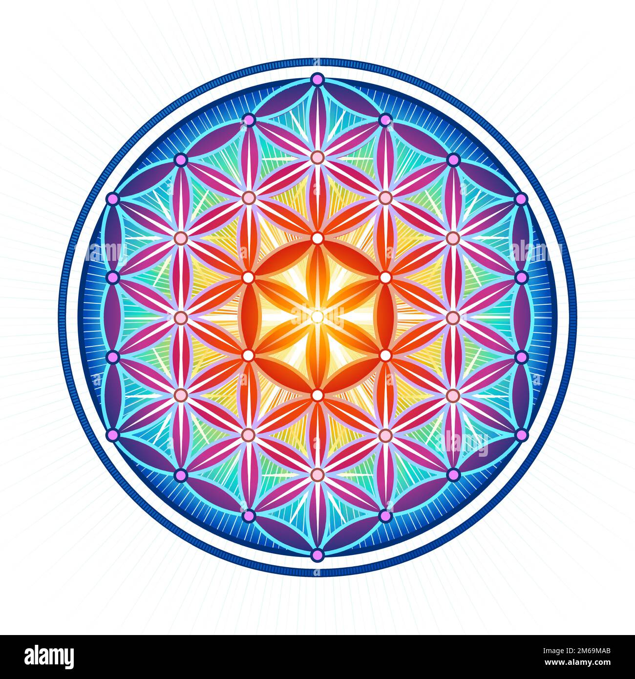 Leuchtendes Symbol Blume des Lebens. Die Blume des Lebens ist ein